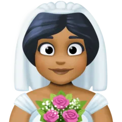 woman with veil: medium-dark skin tone para a plataforma Facebook