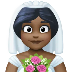 person with veil: dark skin tone สำหรับแพลตฟอร์ม Facebook