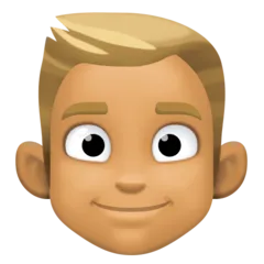 man: medium skin tone, blond hair per la piattaforma Facebook