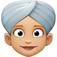 woman wearing turban: medium-light skin tone for Facebook platform