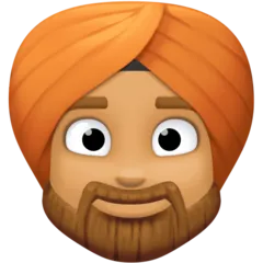 man wearing turban: medium skin tone per la piattaforma Facebook