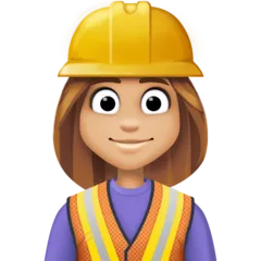 woman construction worker: medium-light skin tone สำหรับแพลตฟอร์ม Facebook