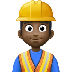 man construction worker: dark skin tone for Facebook platform