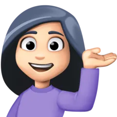 woman tipping hand: light skin tone for Facebook platform