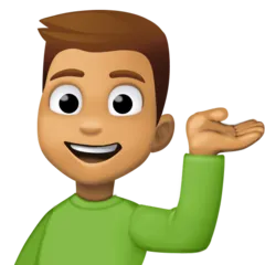 man tipping hand: medium skin tone til Facebook platform
