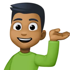 man tipping hand: medium-dark skin tone pentru platforma Facebook
