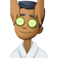 Facebook platformu için man getting massage: medium-dark skin tone