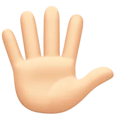 hand with fingers splayed: light skin tone pentru platforma Facebook