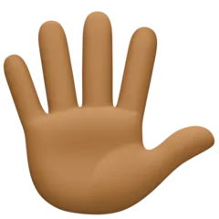 hand with fingers splayed: medium-dark skin tone สำหรับแพลตฟอร์ม Facebook