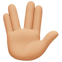 vulcan salute: medium-light skin tone لمنصة Facebook