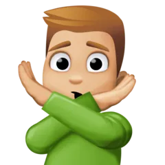 man gesturing NO: medium-light skin tone für Facebook Plattform