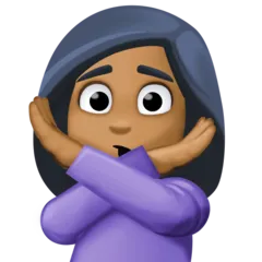 woman gesturing NO: medium-dark skin tone for Facebook-plattformen