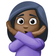 Facebookプラットフォームのwoman gesturing NO: dark skin tone