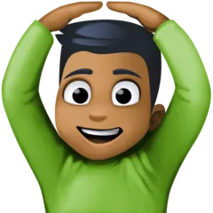 man gesturing OK: medium-dark skin tone for Facebook platform