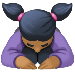 woman bowing: medium-dark skin tone per la piattaforma Facebook