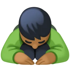 person bowing: medium-dark skin tone untuk platform Facebook