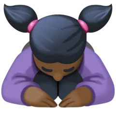 woman bowing: dark skin tone สำหรับแพลตฟอร์ม Facebook