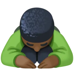 man bowing: dark skin tone for Facebook platform