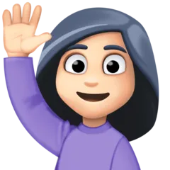 Facebook dla platformy woman raising hand: light skin tone