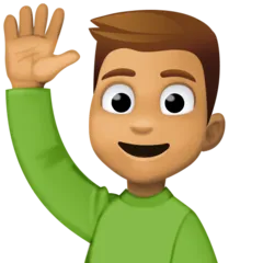 man raising hand: medium skin tone для платформы Facebook