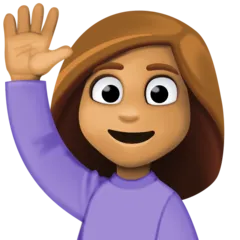 person raising hand: medium skin tone untuk platform Facebook