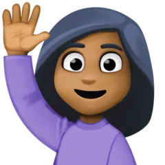 Facebook cho nền tảng woman raising hand: medium-dark skin tone
