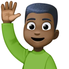 Facebook dla platformy man raising hand: dark skin tone