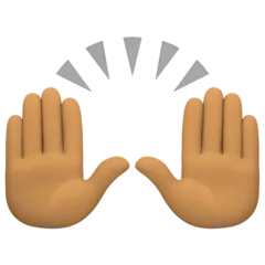 Facebook 플랫폼을 위한 raising hands: medium skin tone