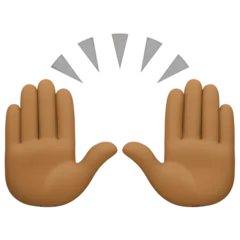 raising hands: medium-dark skin tone per la piattaforma Facebook