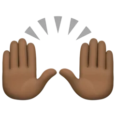 raising hands: dark skin tone per la piattaforma Facebook