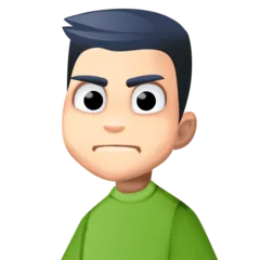man frowning: light skin tone for Facebook platform