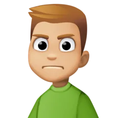 man frowning: medium-light skin tone untuk platform Facebook