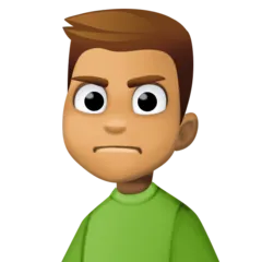 man frowning: medium skin tone voor Facebook platform