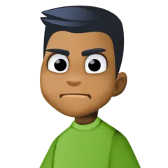 man frowning: medium-dark skin tone untuk platform Facebook