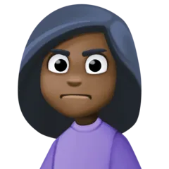 Facebook প্ল্যাটফর্মে জন্য woman frowning: dark skin tone