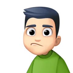 man pouting: light skin tone for Facebook platform