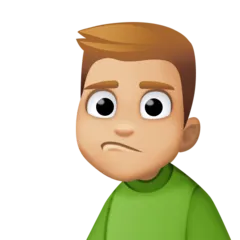 man pouting: medium-light skin tone for Facebook platform