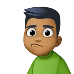 man pouting: medium-dark skin tone til Facebook platform