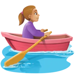 woman rowing boat: medium-light skin tone untuk platform Facebook