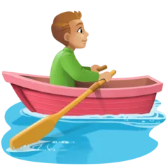 man rowing boat: medium-light skin tone for Facebook platform
