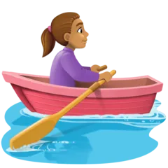 woman rowing boat: medium skin tone voor Facebook platform