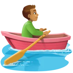 person rowing boat: medium skin tone สำหรับแพลตฟอร์ม Facebook