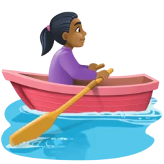 woman rowing boat: medium-dark skin tone untuk platform Facebook