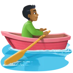 person rowing boat: medium-dark skin tone สำหรับแพลตฟอร์ม Facebook