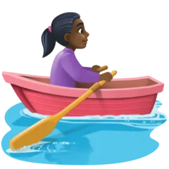 Facebook 플랫폼을 위한 woman rowing boat: dark skin tone