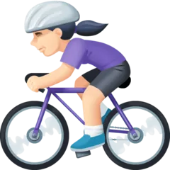 woman biking: light skin tone til Facebook platform