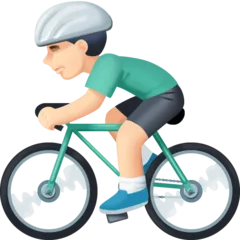 man biking: light skin tone for Facebook platform