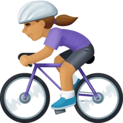 woman biking: medium skin tone til Facebook platform