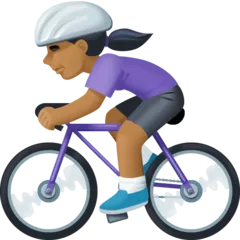 Facebookプラットフォームのwoman biking: medium-dark skin tone