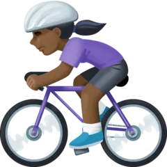 woman biking: dark skin tone لمنصة Facebook